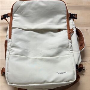 Cream and Brown Women's Backpack